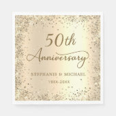 Gold Glitter Metallfolie 50. Hochzeitstag Serviette (Vorderseite)
