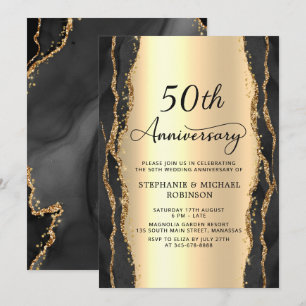 Gold Glitter Metallic 50. Hochzeitstag Einladung