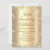 Gold Glitter Metallic 50th Wedding Anniversary Einladung (Vorderseite)