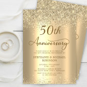Gold Glitter Metallic 50th Wedding Anniversary Einladung