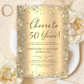 Gold Glitter Metallic 50th Wedding Anniversary Einladung