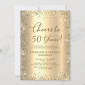 Gold Glitter Metallic 50th Wedding Anniversary Einladung (Vorderseite)