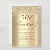Gold Glitter Metallic 50th Wedding Anniversary Einladung (Vorderseite)