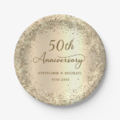Gold Glitter Metallic 50th Wedding Anniversary  Pappteller (Vorderseite)