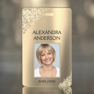 Gold Glitter Mitarbeiter Name Foto Corporate Ausweis