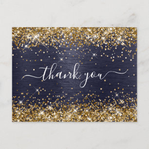 Gold Glitter Mitternachtsblaue Folie Geburtstags D Postkarte