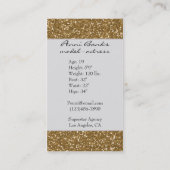 Gold Glitter Model Actress Singer Business Cards Visitenkarte (Rückseite)