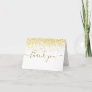Gold Glitter Moderne elegante Schrift Dankeskarte