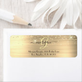 Gold Glitter & Monogram, Black Script Name Address (Insitu)