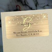 Gold Glitter & Monogram, Black Script Name Address Adressaufkleber