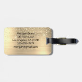 Gold Glitter & Monogram, Black Script Name, Vs 2 Gepäckanhänger (Rückseite horizontal)