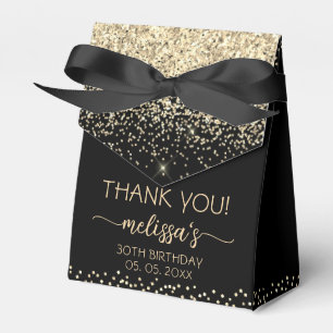 Gold Glitter Monogram Schwarzes Geburtstags-Dankes Geschenkschachtel