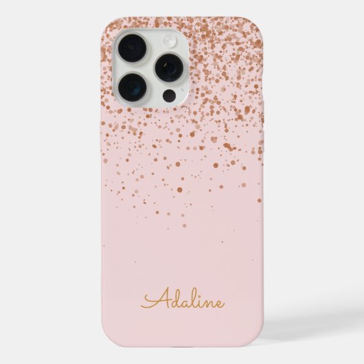 Gold Glitter Monogramm Name iPhone Hülle (Rückseite)
