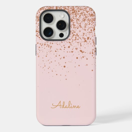 Gold Glitter Monogramm Name iPhone Hülle (Rückseite)
