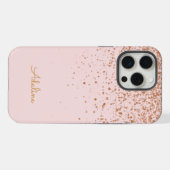 Gold Glitter Monogramm Name iPhone Hülle (Rückseite (Horizontal))