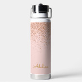 Gold Glitter Monogramm Name Trinkflasche (Hinten)