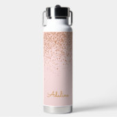 Gold Glitter Monogramm Name Trinkflasche (Vorderseite)