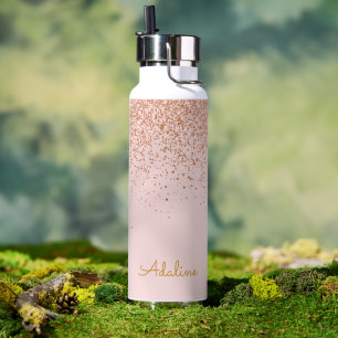 Gold Glitter Monogramm Name Trinkflasche