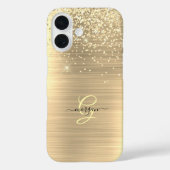 Gold Glitter & Monogramm, schwarzer Schriftname Case-Mate iPhone Hülle (Rückseite)