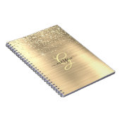 Gold Glitter & Monogramm, schwarzer Schriftname Notizblock (Rechte Seite)