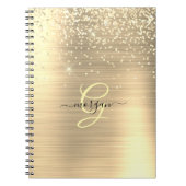 Gold Glitter & Monogramm, schwarzer Schriftname Notizblock (Vorderseite)