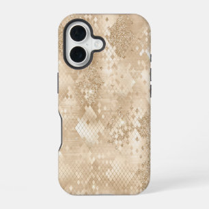 Gold Glitter Muster geometrisch verziert iPhone 16 Hülle
