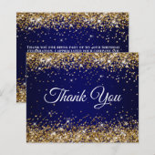 Gold Glitter Navy Blau Ombre Danke (Vorne/Hinten)