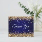 Gold Glitter Navy Blau Ombre Danke (Stehend Vorderseite)