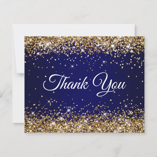 Gold Glitter Navy Blau Ombre Danke (Vorderseite)