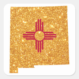 Gold Glitter New Mexico Quadratischer Aufkleber