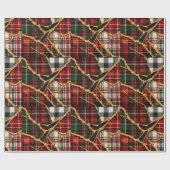 Gold Glitter Patchwork Karo Weihnachten Geschenkpapier (Flach)