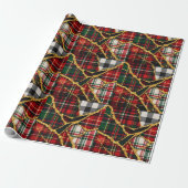Gold Glitter Patchwork Karo Weihnachten Geschenkpapier (Ungerollt)