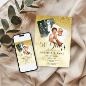 Gold Glitter Photo 50th Wedding Anniversary Einladung