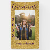 Gold glitter photo graduation add name class text banner (Vertikal)