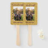 Gold glitter photo graduation add name class text fächer (Vorne und Hinten)