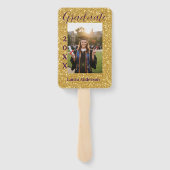 Gold glitter photo graduation add name class text fächer (Rückseite)