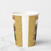 Gold glitter photo graduation add name class text pappbecher (Links)