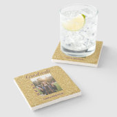 Gold glitter photo graduation add name class text steinuntersetzer (Seitenansicht)