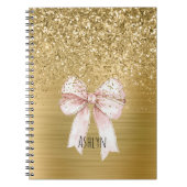 Gold Glitter Pink Bow Notizblock (Vorderseite)