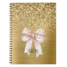Gold Glitter Pink Bow Notizblock