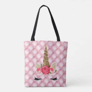 Gold Glitter & Pink Roses Einhorn Mädchen Trendy Tasche
