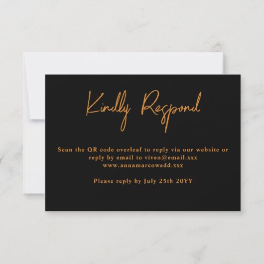 Gold Glitter QR Code Hochzeit RSVP Karte (Vorderseite)