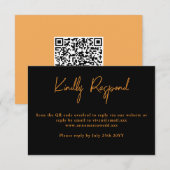 Gold Glitter QR Code Hochzeit RSVP Karte (Vorne/Hinten)