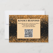 Gold Glitter QR Code Hochzeit RSVP Karte (Vorderseite)
