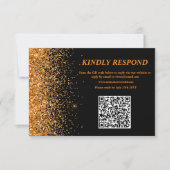 Gold Glitter QR Code RSVP-Karte RSVP Karte (Vorderseite)