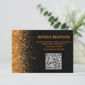 Gold Glitter QR Code RSVP-Karte RSVP Karte (Stehend Vorderseite)