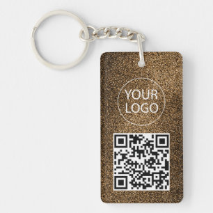 Gold Glitter QR Code Visitenkarte Ihr Logo Schlüsselanhänger