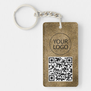 Gold Glitter QR-Code Visitenkarte Ihr Logo Schlüsselanhänger