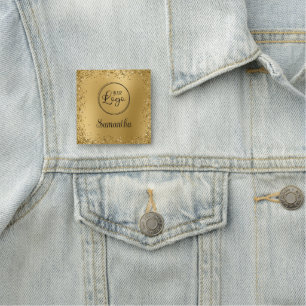 Gold Glitter-Rahmen-Logo mit Unschärfe Namensschild