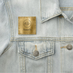 Gold Glitter-Rahmen und Folien-Logo Namensschild